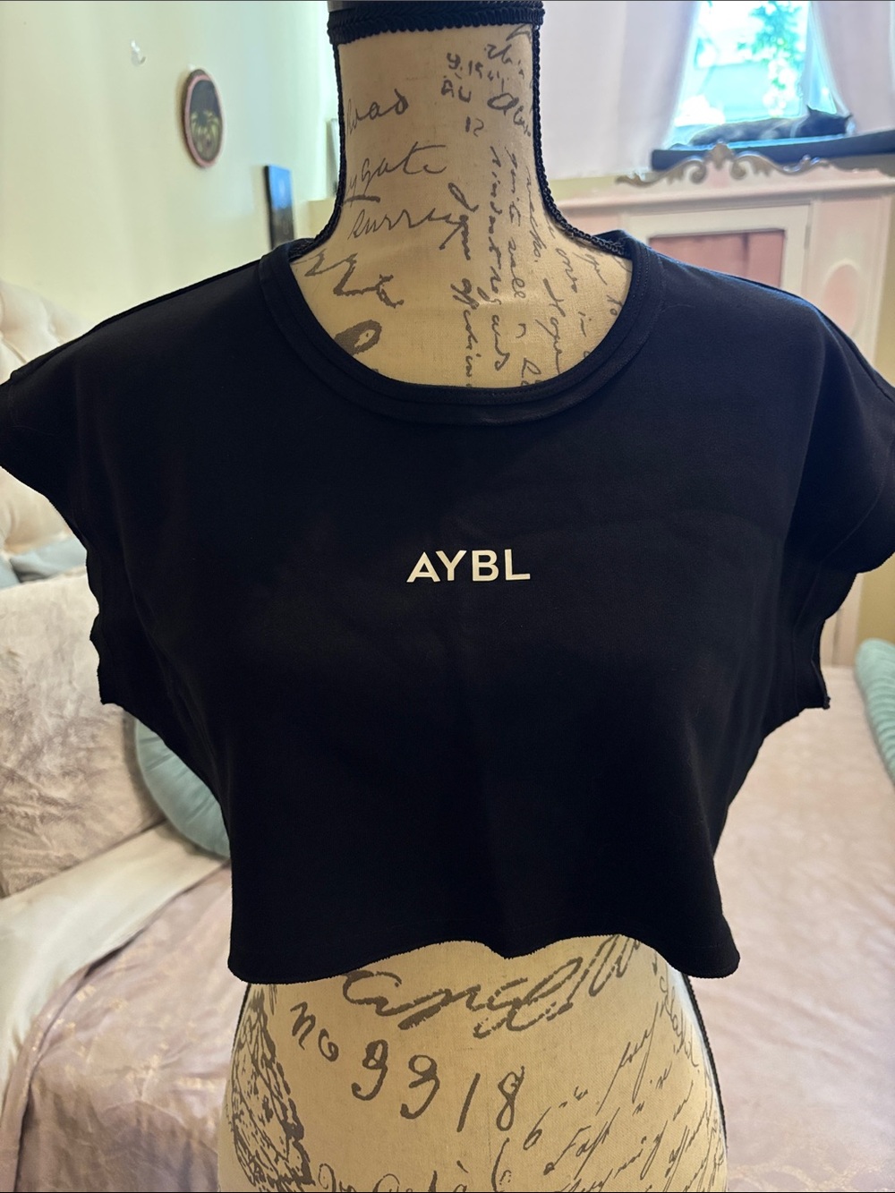 AYBL Black Short Sleeve Crop Logo Tee
